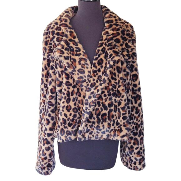 Cato Jackets & Blazers - Leopard Cheetah Animal Print Faux Fur Crop Jacket Size XL Women's Mob Wife Bratz